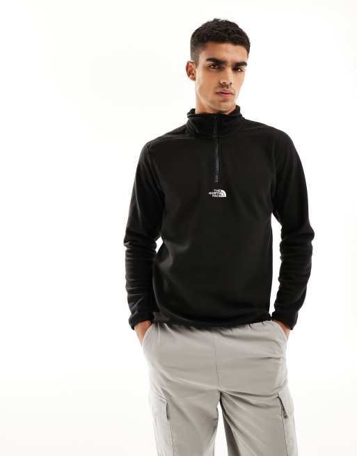 The North Face - Glacier - Fleecetrui met logo in het midden en 1/4 rits in zwart, exclusief bij ASOS