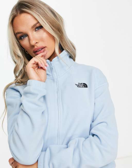 The North Face Glacier full zip cropped fleece in light blue Exclusive ...