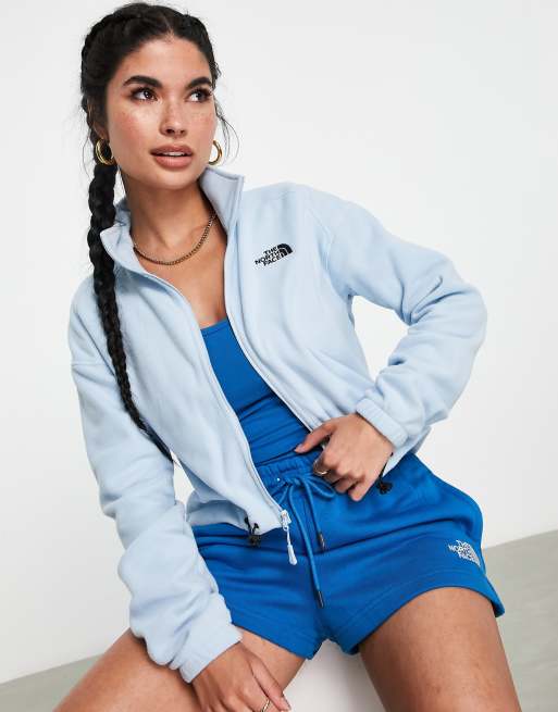 The North Face Glacier full zip cropped fleece in light blue