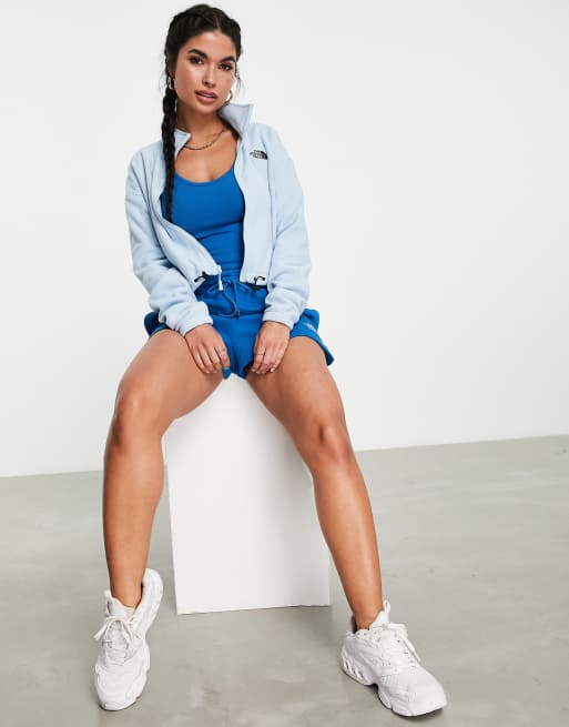 The North Face Glacier full zip cropped fleece in light blue