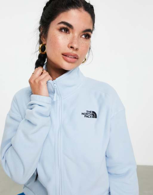 The North Face Glacier full zip cropped fleece in light blue Exclusive at ASOS