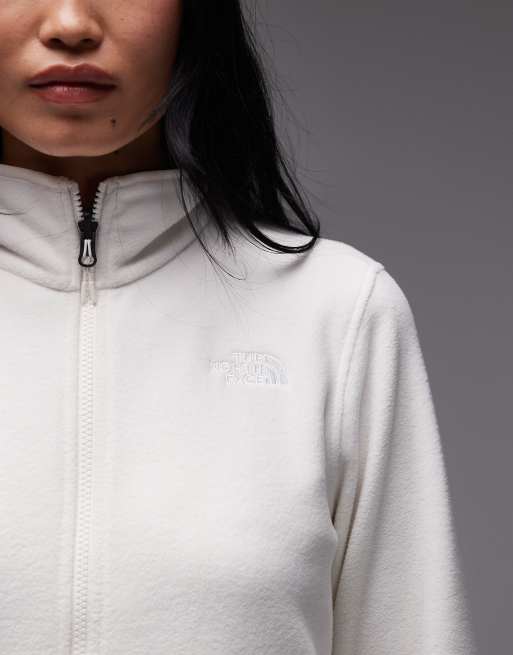 The North Face Glacier full-zip fleece jumper in off white, 3 of 4