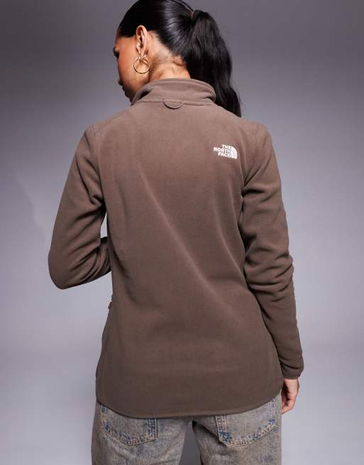 The North Face Glacier full zip logo fleece in brown, 3 of 4