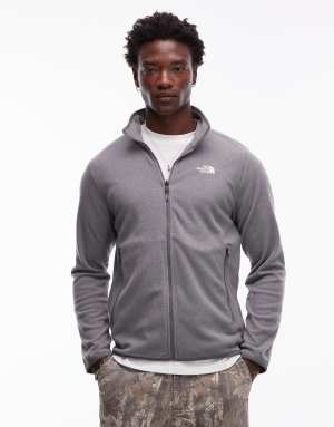 The North Face Glacier full zip logo fleece in mid grey heather