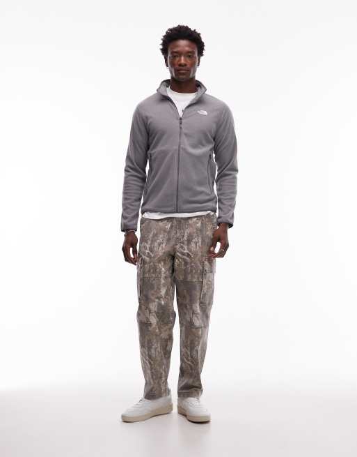 The North Face Glacier full-zip logo fleece jumper in mid grey heather, 2 of 5