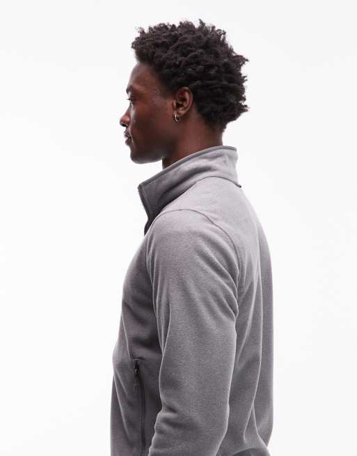 The North Face Glacier full-zip logo fleece jumper in mid grey heather, 4 of 5