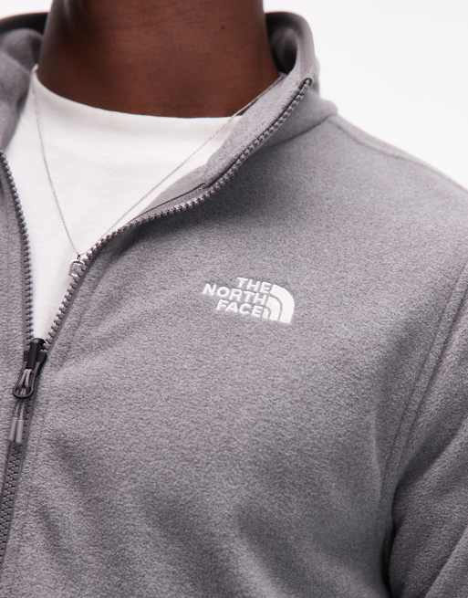 The North Face Glacier full-zip logo fleece jumper in mid grey heather, 5 of 5