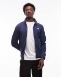 [The North Face] The North Face Glacier full-zip logo fleece jumper in navy-Blue 2XL Summit Navy