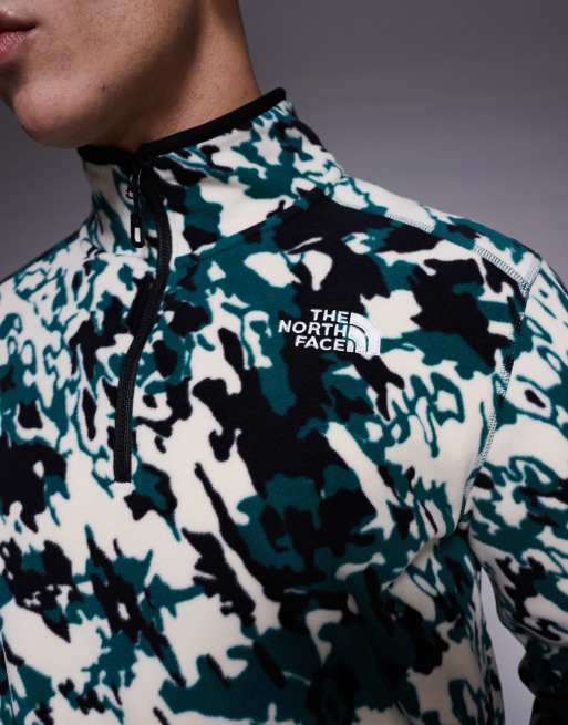 The North Face – Glacier – Grön fleece med 1/4-lång dragkedja och mönster, 2 av 4