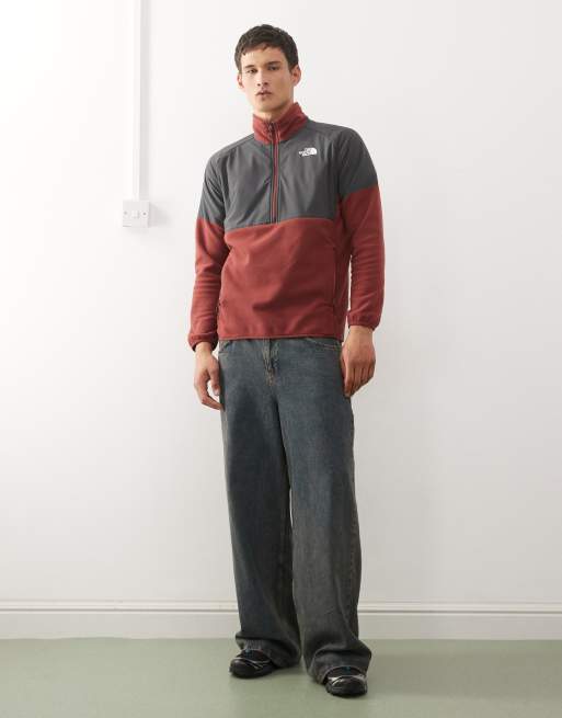 The North Face Glacier Heavyweight 1/2 zip fleece in burgundy, 2 of 5