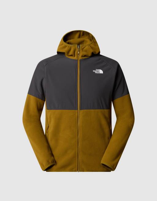 The North Face Glacier heavyweight full zip hd in moss green/asphalt grey