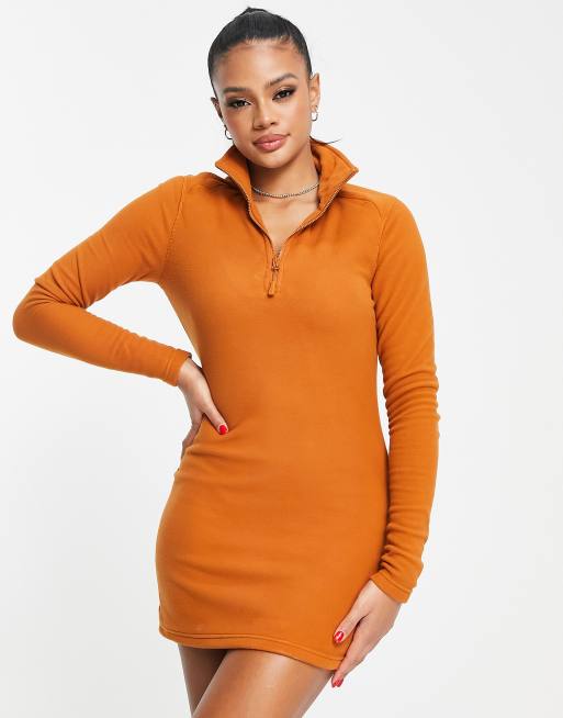 The North Face - Glacier - Jurk van fleece met 1/4 rits en logo aan de hals in bruin, exclusief bij ASOS
