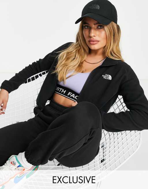 The North Face – Glacier – Kurz geschnittenes Fleece-Oberteil in Schwarz mit kurzem Reißverschluss, exklusiv bei ASOS