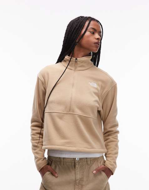 The North Face – Glacier – Kurze Fleece-Jacke in Steinbeige mit halbem Reißverschluss - view 1
