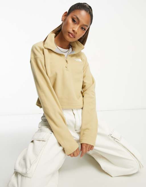 The North Face – Glacier – Kurzes Fleece-Sweatshirt in Braun mit kurzem  Reißverschluss, exklusiv bei ASOS | ASOS