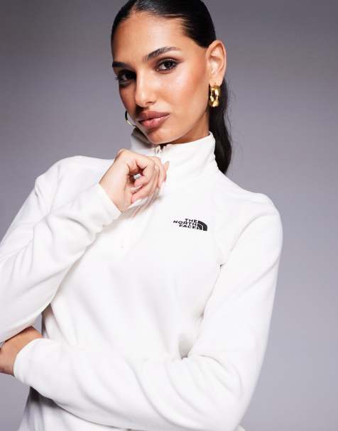 The North Face - Glacier - Pile color bianco sporco con logo e zip corta - view 1
