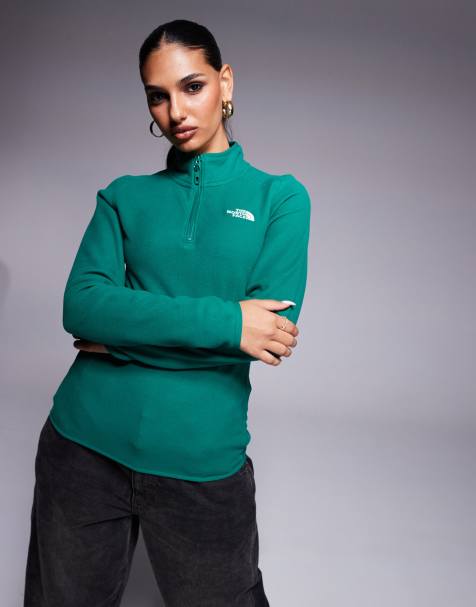 The North Face - Glacier - Pile con logo e zip corta verde - view 1