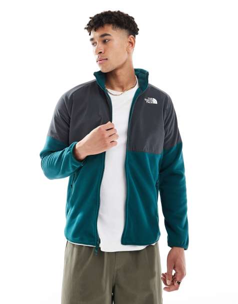 The North Face - Glacier - Pile pesante verde e grigio con zip - view 1