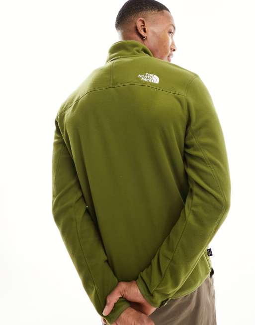 The North Face - Glacier - Pile verde oliva con zip e logo, 2 di 4