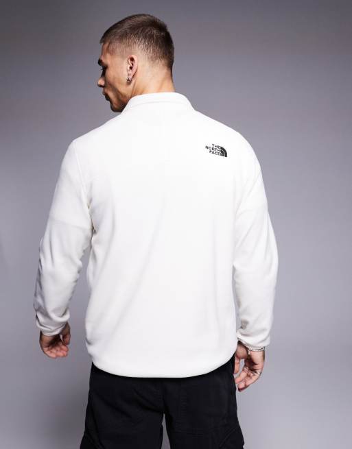 The North Face Glacier 1/4 zip logo fleece in off white