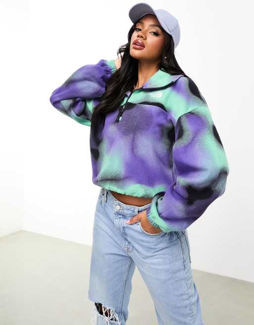 The North Face - Glacier - Rechte fleece met 1/4 rits en wijde hals in blauwe marmerprint, exclusief bij ASOS 