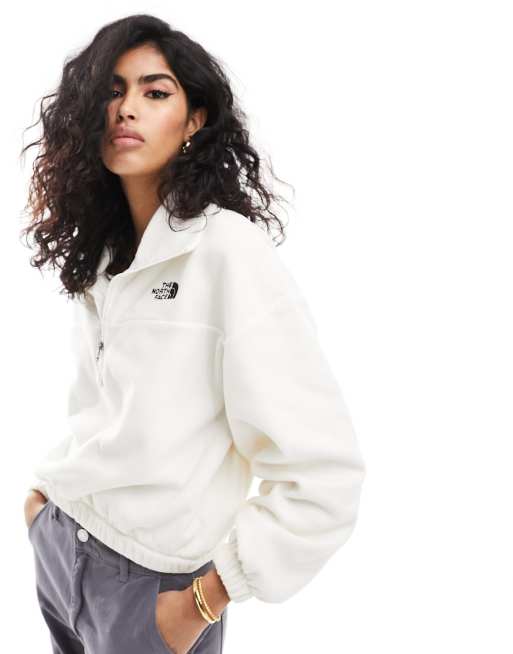 The North Face - Glacier - Rechte fleece met wijde hals en 1/4 rits in gebroken wit, exclusief bij ASOS