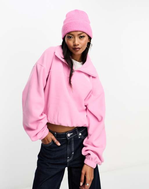 The North Face – Glacier – Różowa bluza polarowa z szerokim dekoltem i suwakiem pod szyją – tylko w ASOS