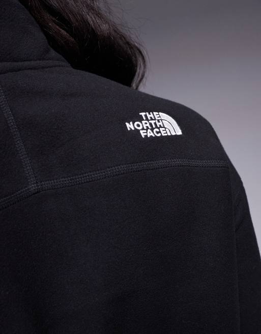 The North Face - Glacier - Sort cropped fleece-trøje med 1/4 lynlås og logo, 3 af 4