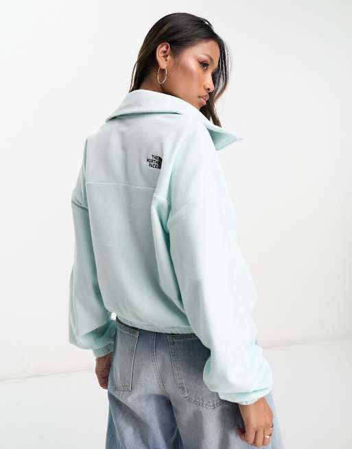 The North Face Glacier wide neck boxy 1/4 zip fleece in light blue  Exclusive to ASOS