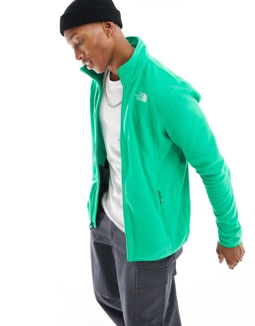 The North Face – Glacier – Zapinana na suwak zielona bluza polarowa z logo