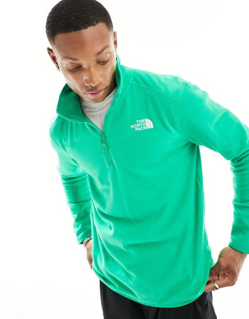 The North Face – Glacier – Zielona polarowa bluza z suwakiem pod szyją i logo