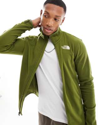 The North Face Glacier zip logo fleece in olive-Green