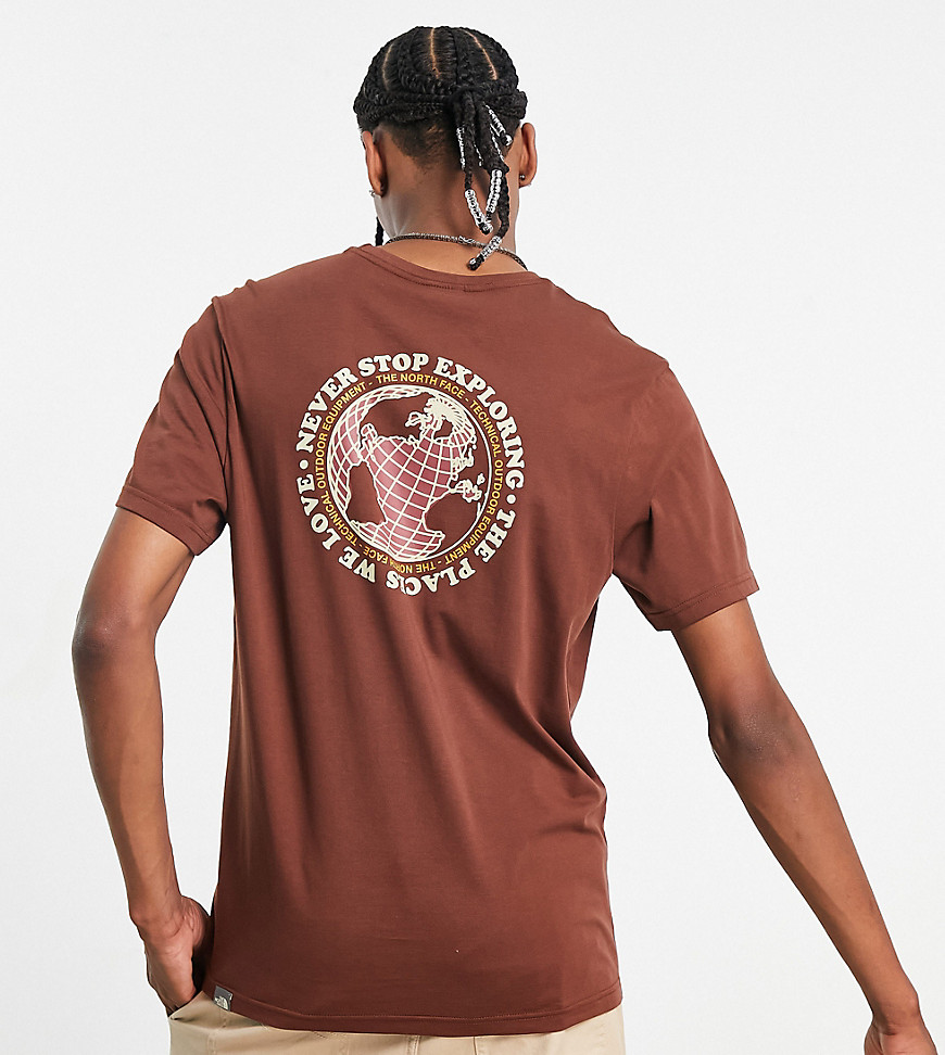 The North Face Globe Sketch back print t-shirt in brown Exclusive at ASOS
