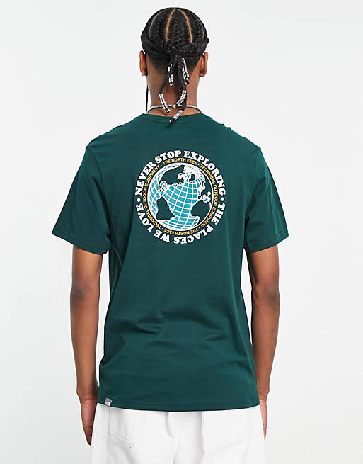 The North Face Globe Sketch back print t-shirt in dark green Exclusive ...