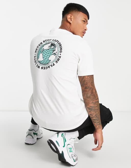 The North Face Globe Sketch back print t-shirt in off white Exclusive at ASOS
