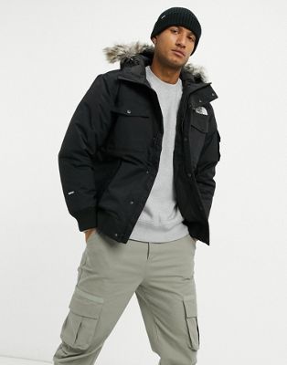 The North Face Gotham faux fur hooded down insulated parka jacket in black