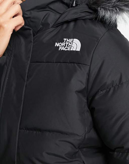 The North Face Gotham hooded down jacket with faux fur hood in black