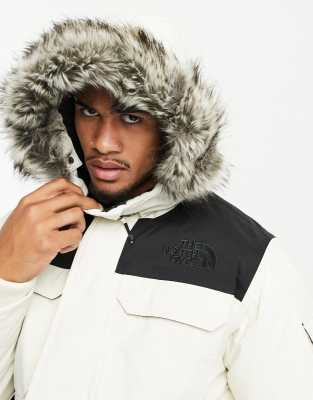 white fluffy north face jacket