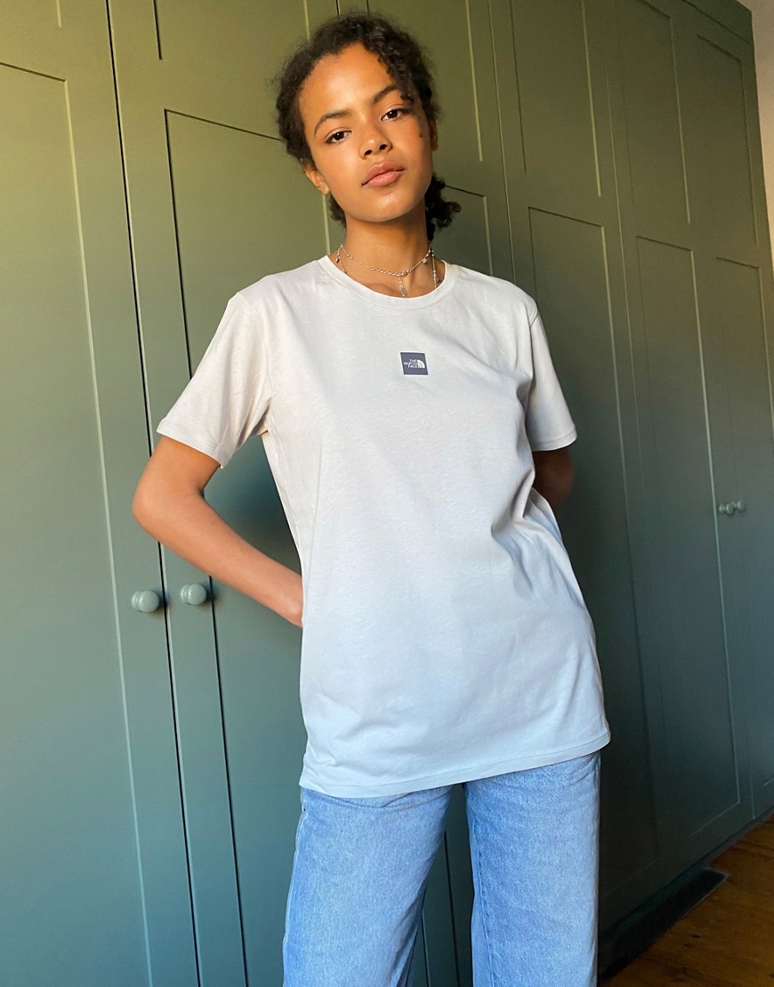 The North Face – Grå boyfriend-t-shirt med logga och oversize-passform