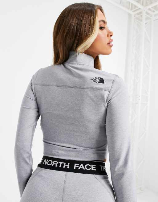 The North Face – Grå figursydd topp i kort design med lång ärm och 1/4-lång dragkedja, 2 av 4