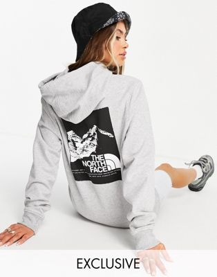 The North Face Graphic hoodie in gray Exclusive to ASOS