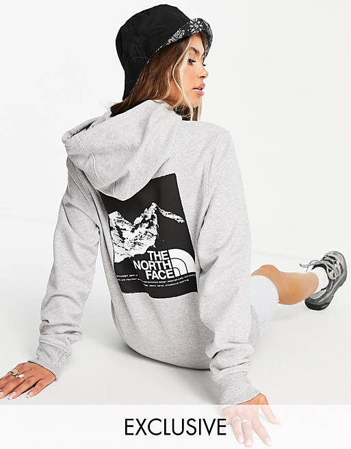 The North Face Graphic hoodie in grey Exclusive at ASOS