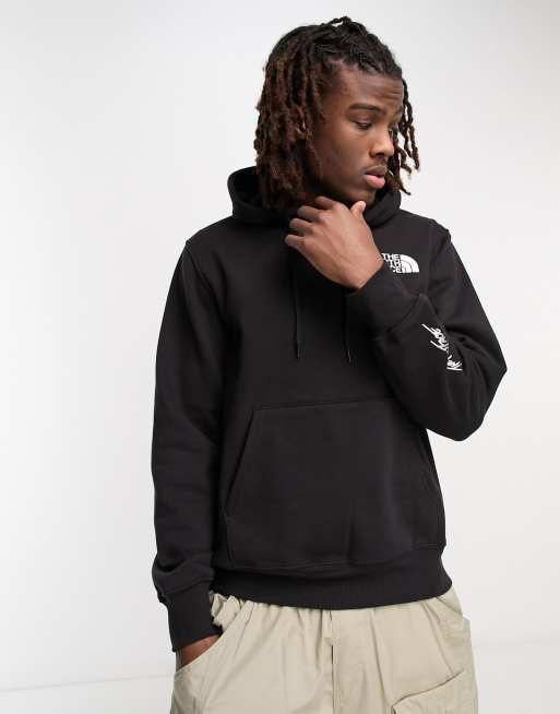 The North Face Graphic Injection back print hoodie in black ASOS