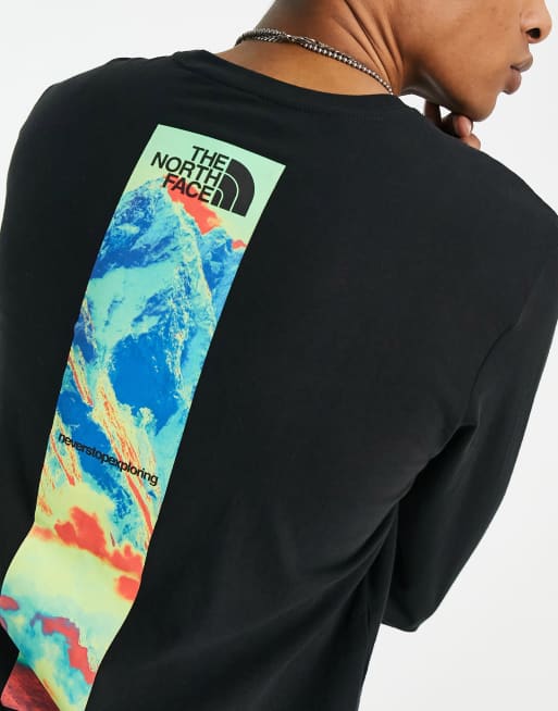 The North Face Graphic Injection back print long sleeve t-shirt in black