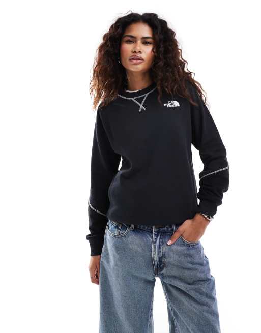 The North Face Hakuun contrast stitch logo sweatshirt in black ASOS