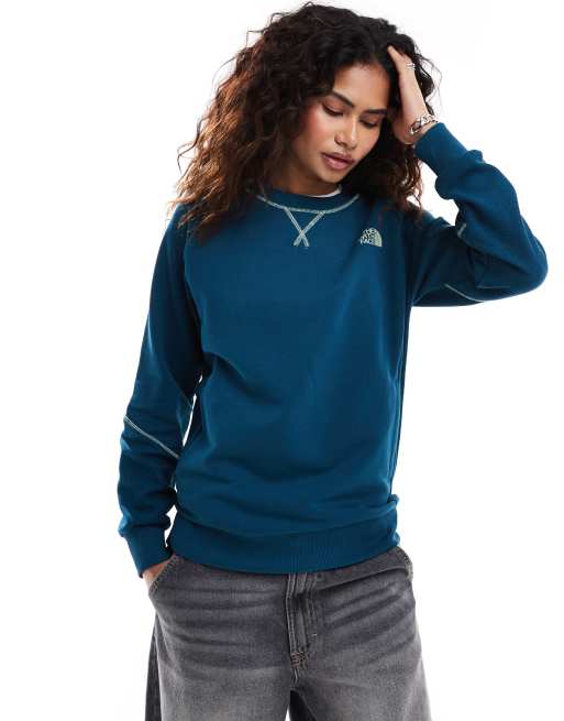 The North Face - Hakuun - Felpa color blu navy con logo e cuciture a contrasto