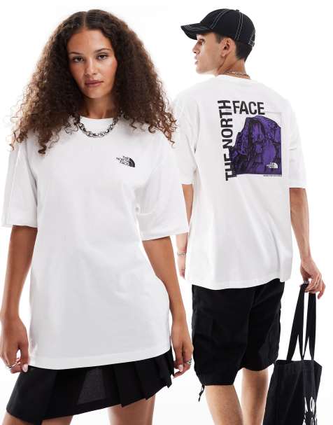 The North Face – Half Dome – Biały T-shirt oversize z nadrukiem na plecach - view 1