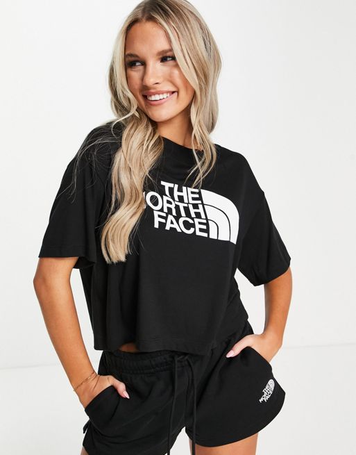 The North Face Half Dome chest print cropped t-shirt in black