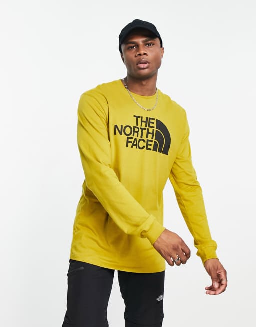 plakboek Rauw Beleefd The North Face Half Dome chest print long sleeve t-shirt in yellow | ASOS