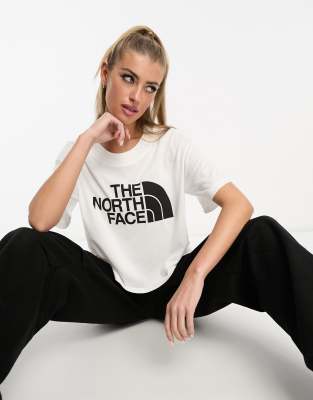 THE NORTH FACE HALF DOME CROPPED CHEST PRINT T-SHIRT IN WHITE